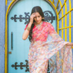 Hand Dyed - Pure Peach - Organza Saree
