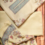 Pure Woolen Beige Floral design winter - Suit set