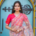 Hand Dyed - Pure Peach - Organza Saree