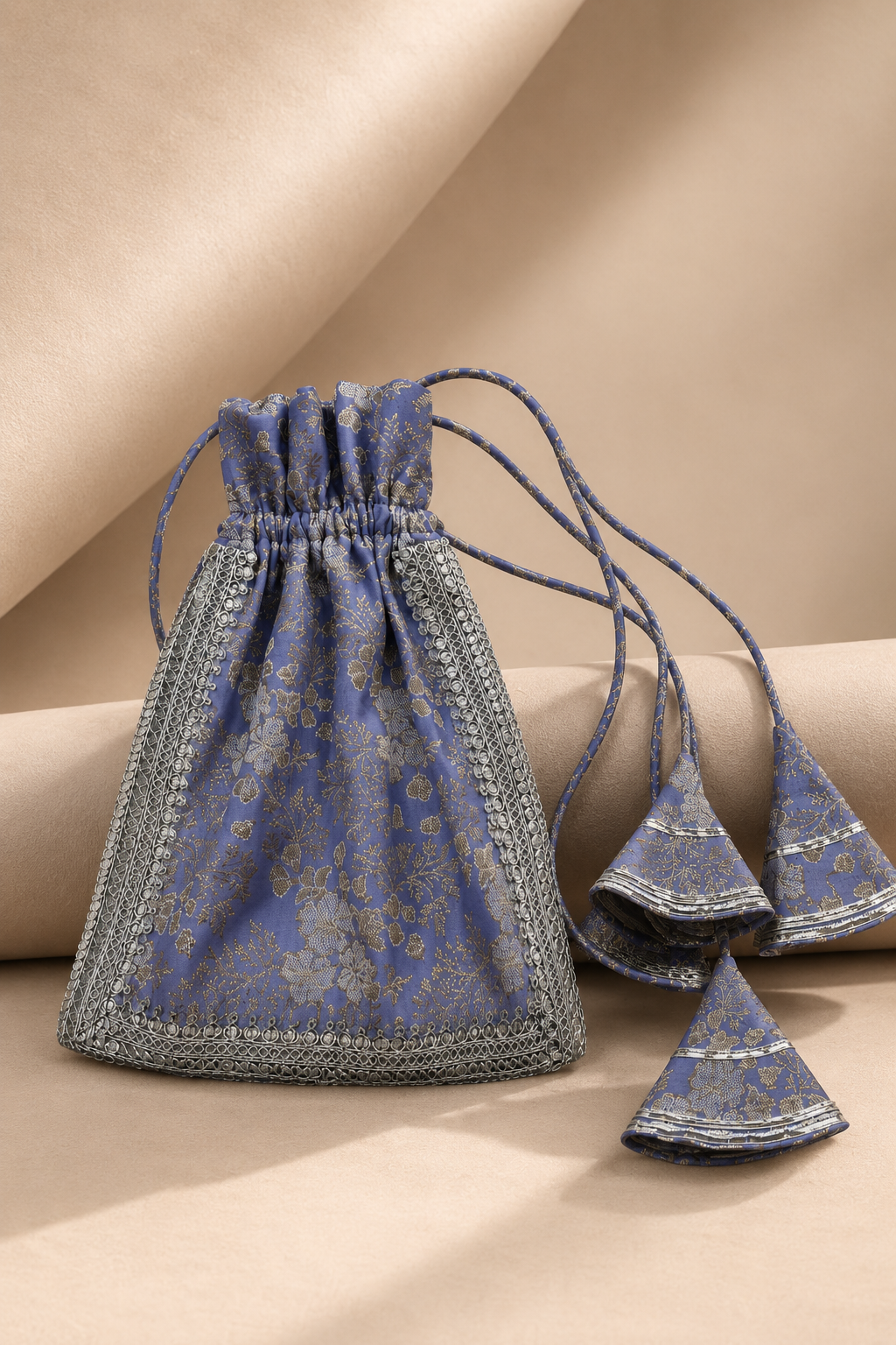 Lavender Banarasi Silk Potli Bag