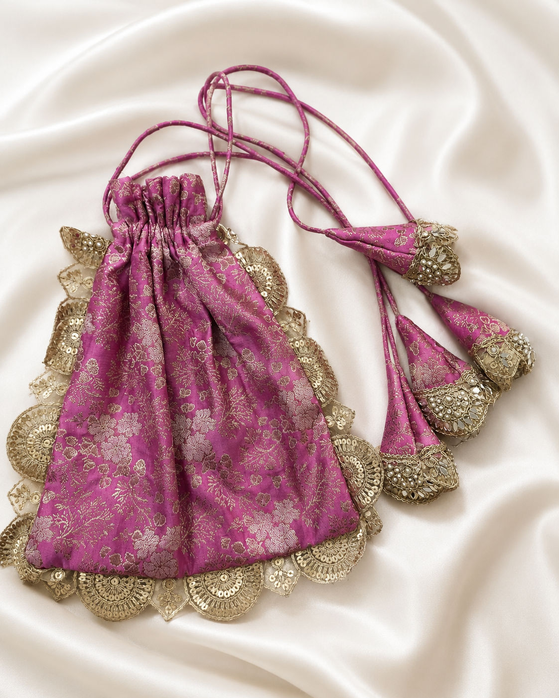 Magenta Brocade Potli Bag