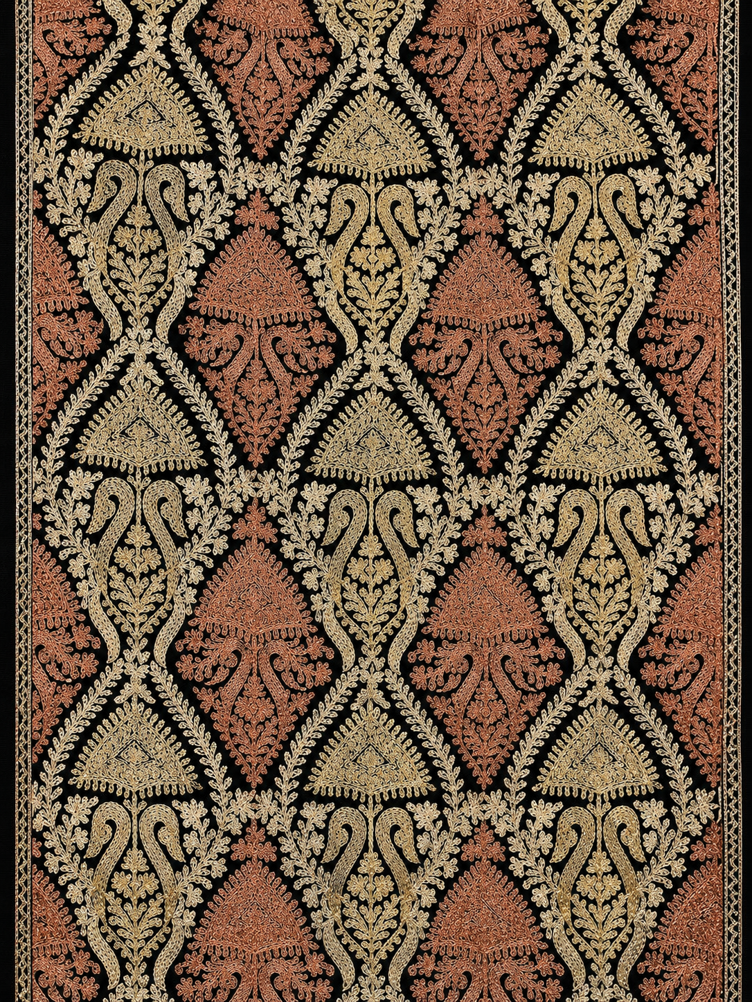 Black Kashmiri Pashmina Shawl with Resham Thread Handwork