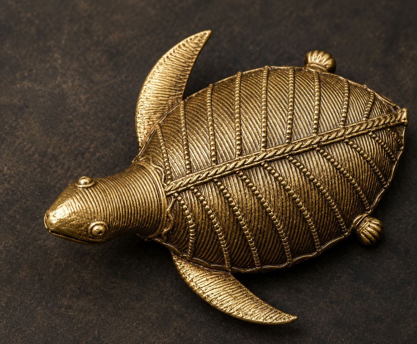 Dhokra Brass Winged Turtle, Tribal Home Decor - view 2