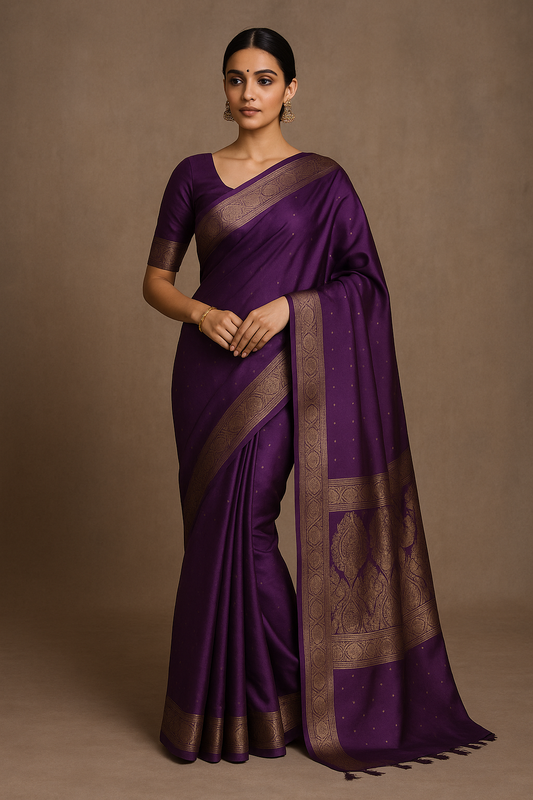 Purple Majesty: Luxe Handcrafted Sarees & Artefacts for Divine Grace in Navratri