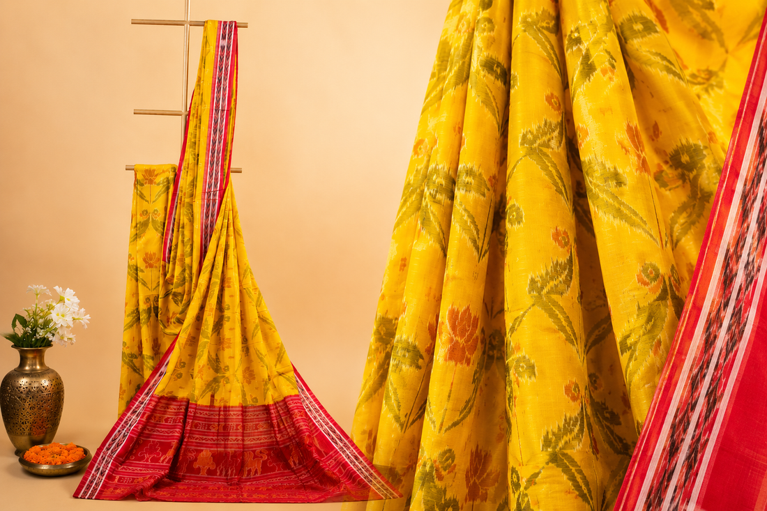 Yellow sambhalpuri cotton