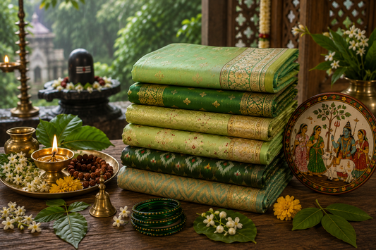 Green saree for sawan