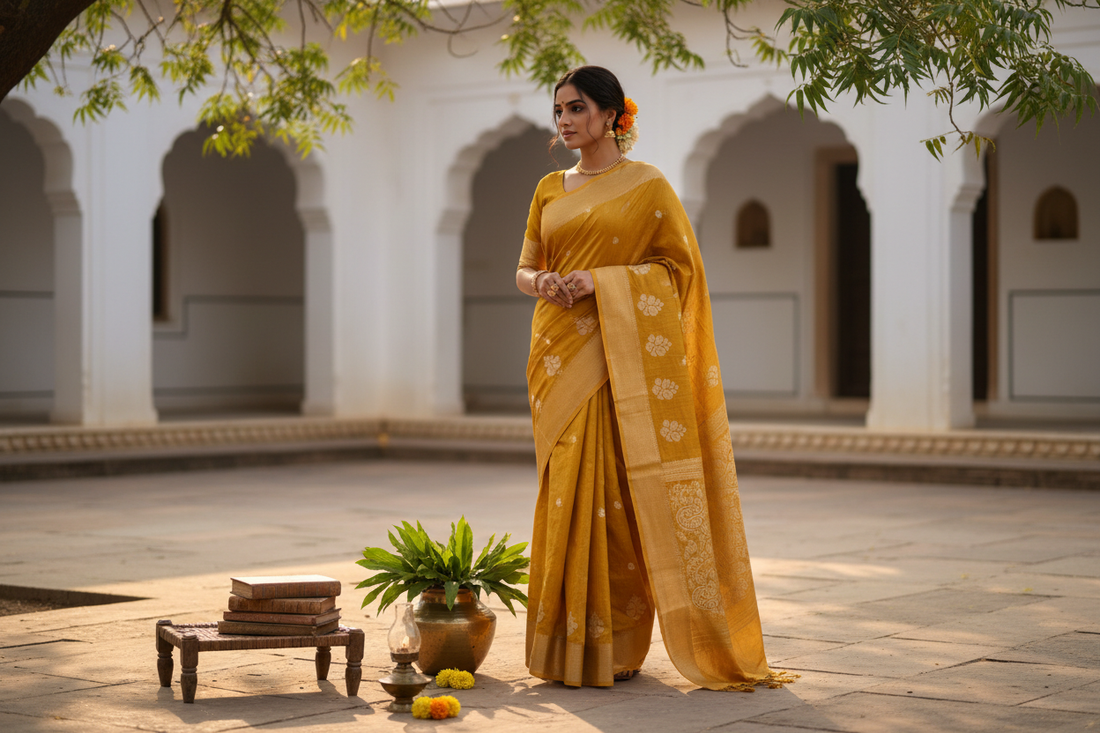 Why a Yellow Handloom Saree Feels Perfect for Vasant Panchami