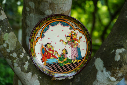 Handcrafted Pattachitra Wooden Decorative Plate (10x10 Inch) | Traditional Odisha Folk Art Wall Decor