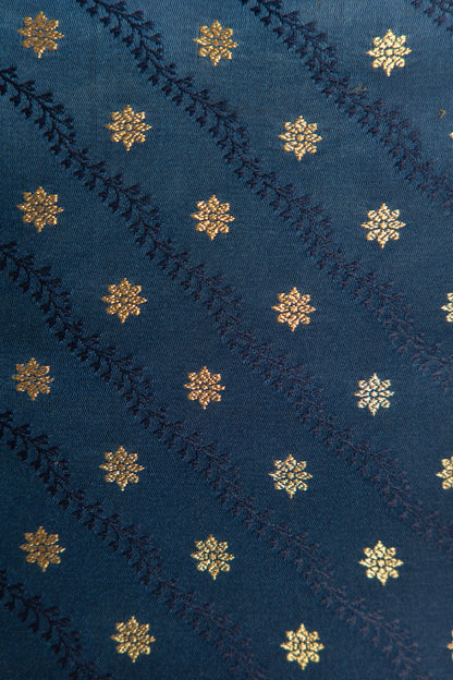 Dark Teal Vine Motif Banarasi Brocade Clutch Bag - view 2