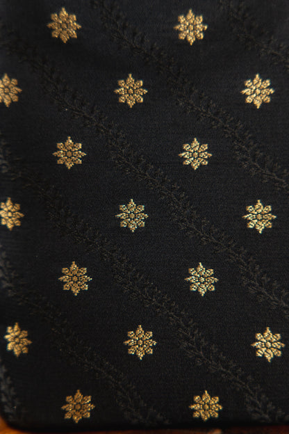 Jet Black Woven Banarasi Brocade Clutch Bag - view 4