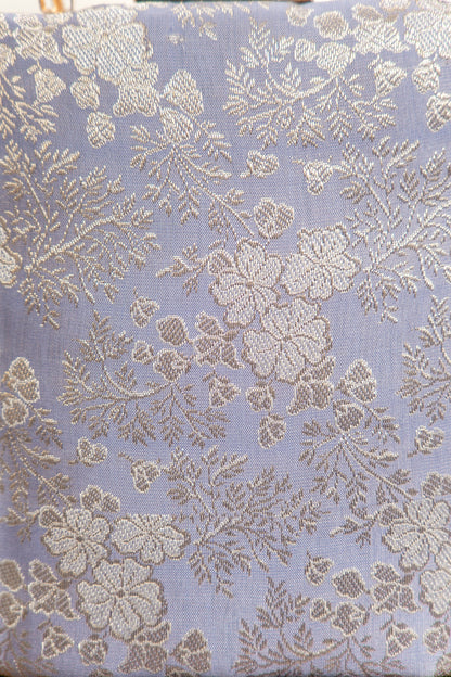 Slate Grey Floral Jacquard Banarasi Clutch Bag - view 3