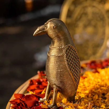 Dhokra Brass Penguin Figurine, Tribal Decor