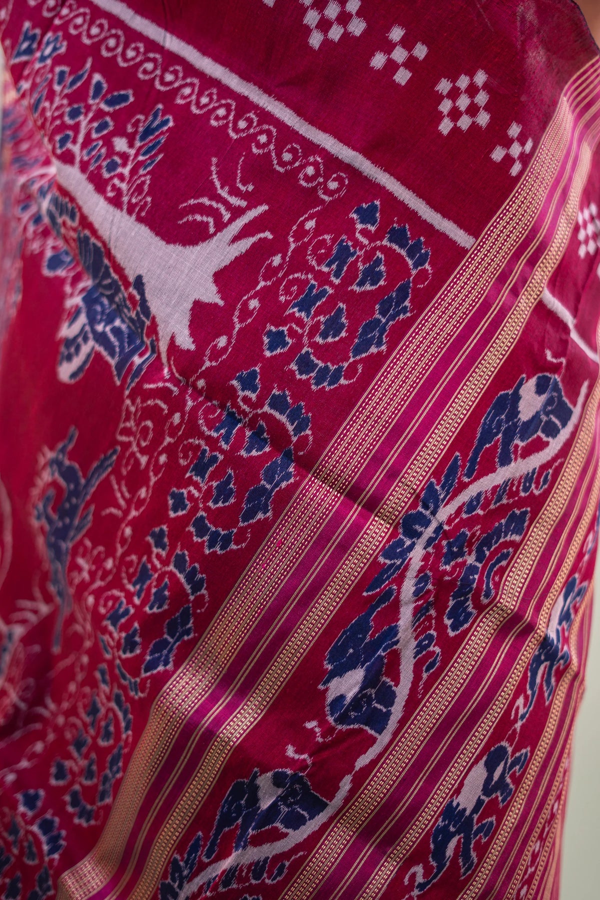 Magenta & Purple Shankha Motif Khandua Silk Saree | Atulya Karigari