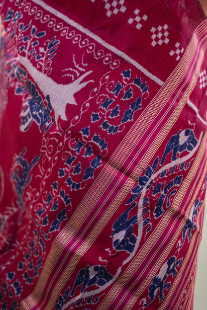 Magenta & Purple Shankha Motif Khandua Silk Saree | Atulya Karigari