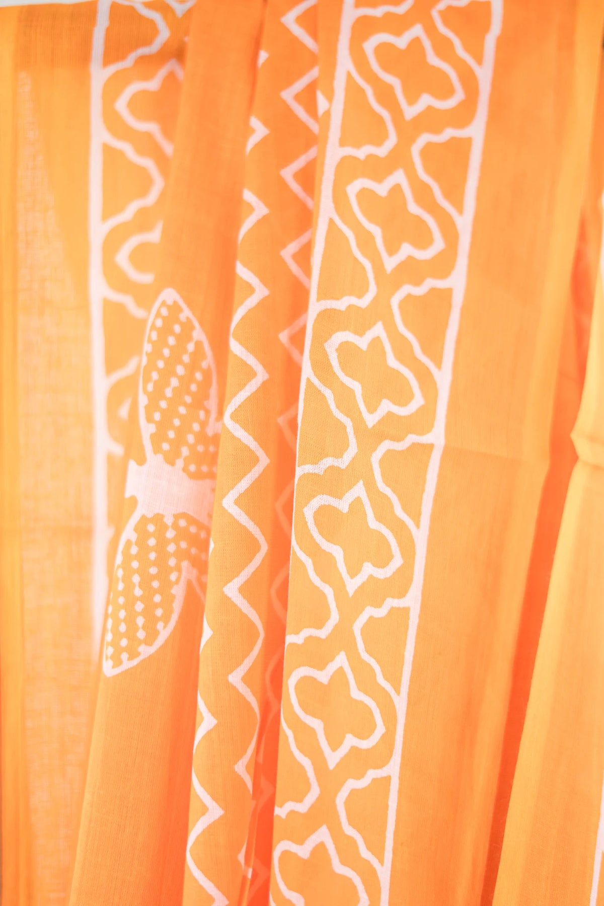 Mustard Chevron Arch Border Mul Mul Cotton Saree