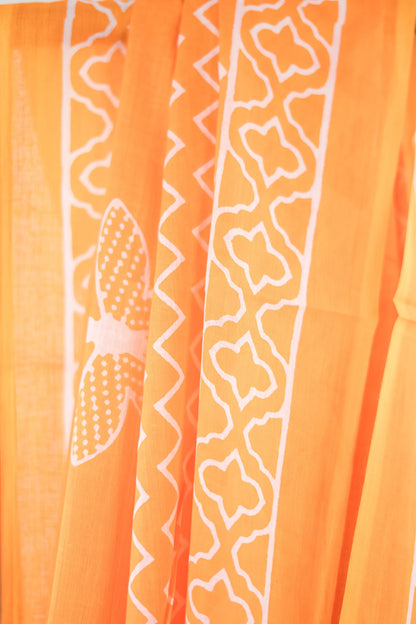 Mustard Chevron Arch Border Mul Mul Cotton Saree