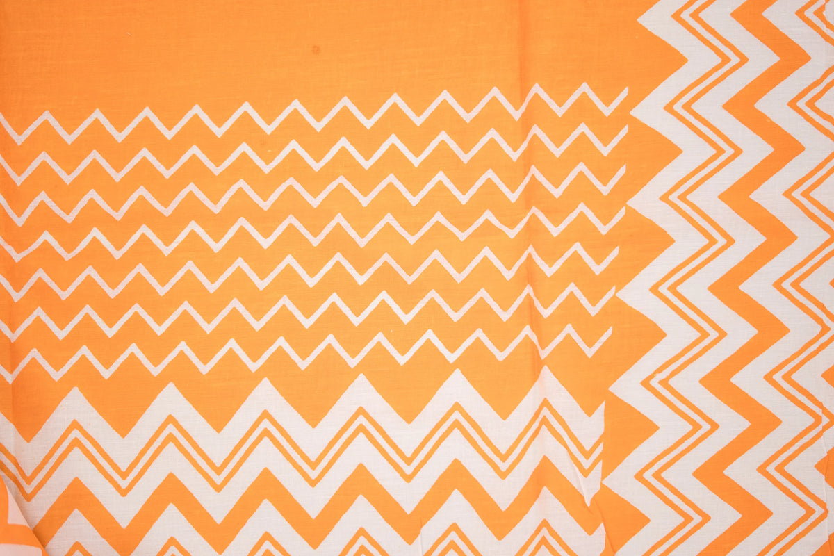 Mustard Chevron Arch Border Mul Mul Cotton Saree
