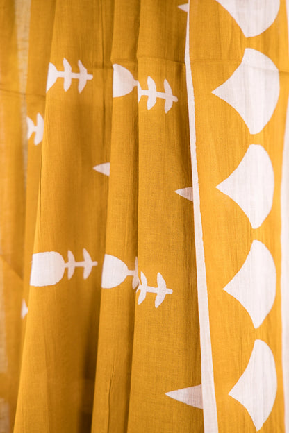 Olive Green Leaf Bud Mul Mul Cotton Saree