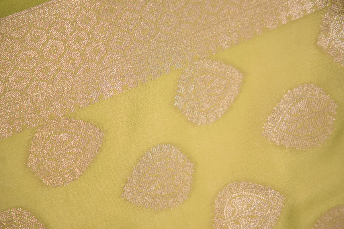 Pistachio Green Floral Booti Banarasi Dupatta