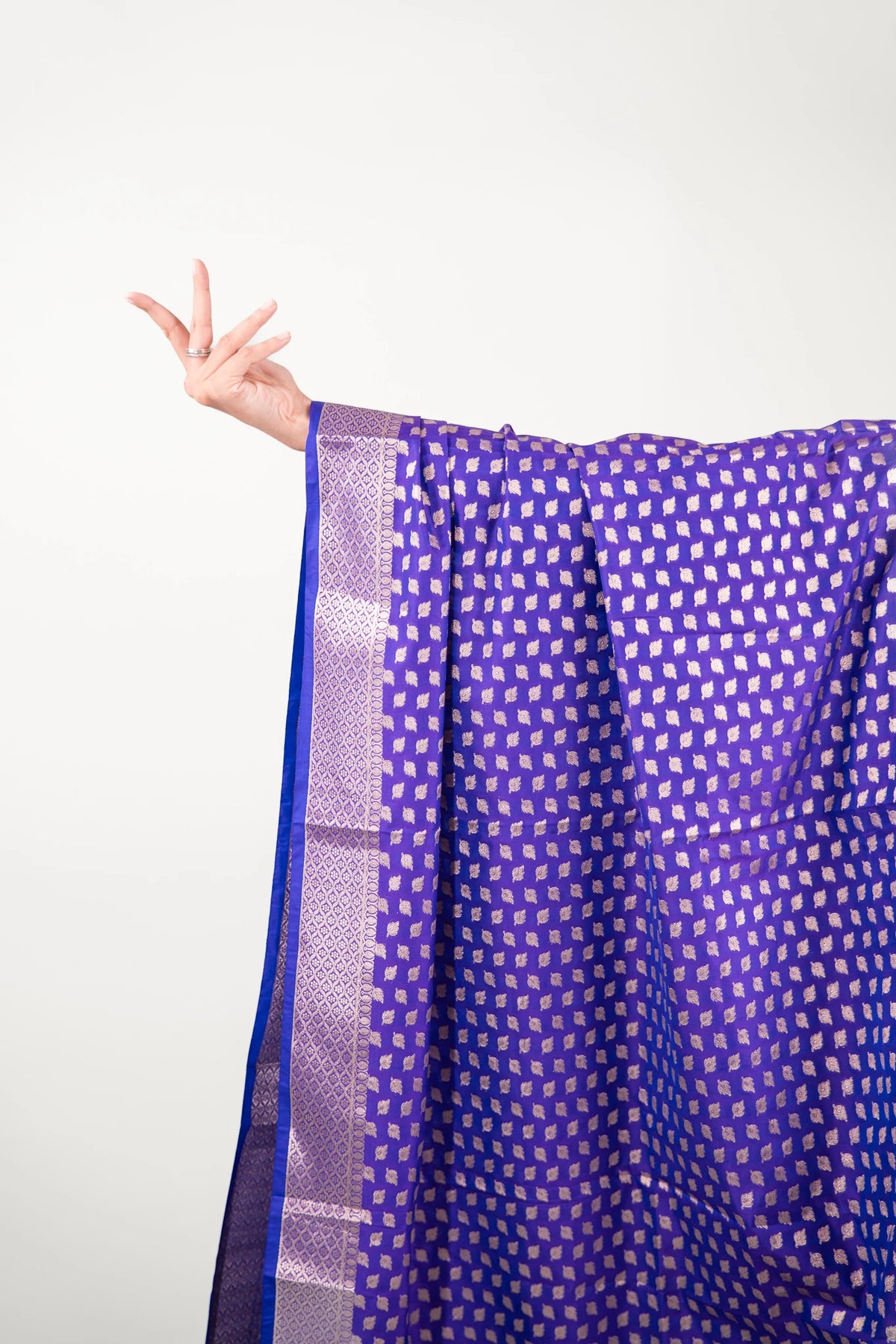 Royal Indigo Leaf Motif Banarasi Dupatta