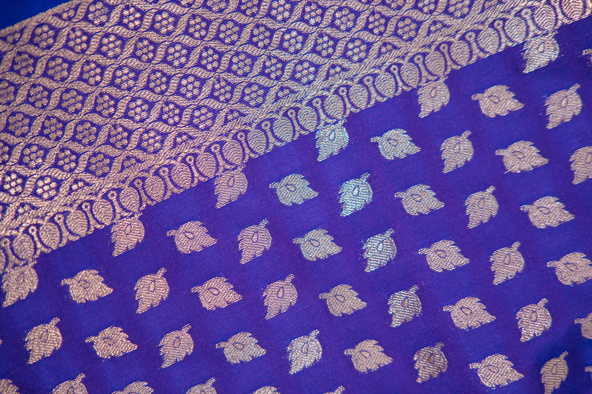 Royal Indigo Leaf Motif Banarasi Dupatta
