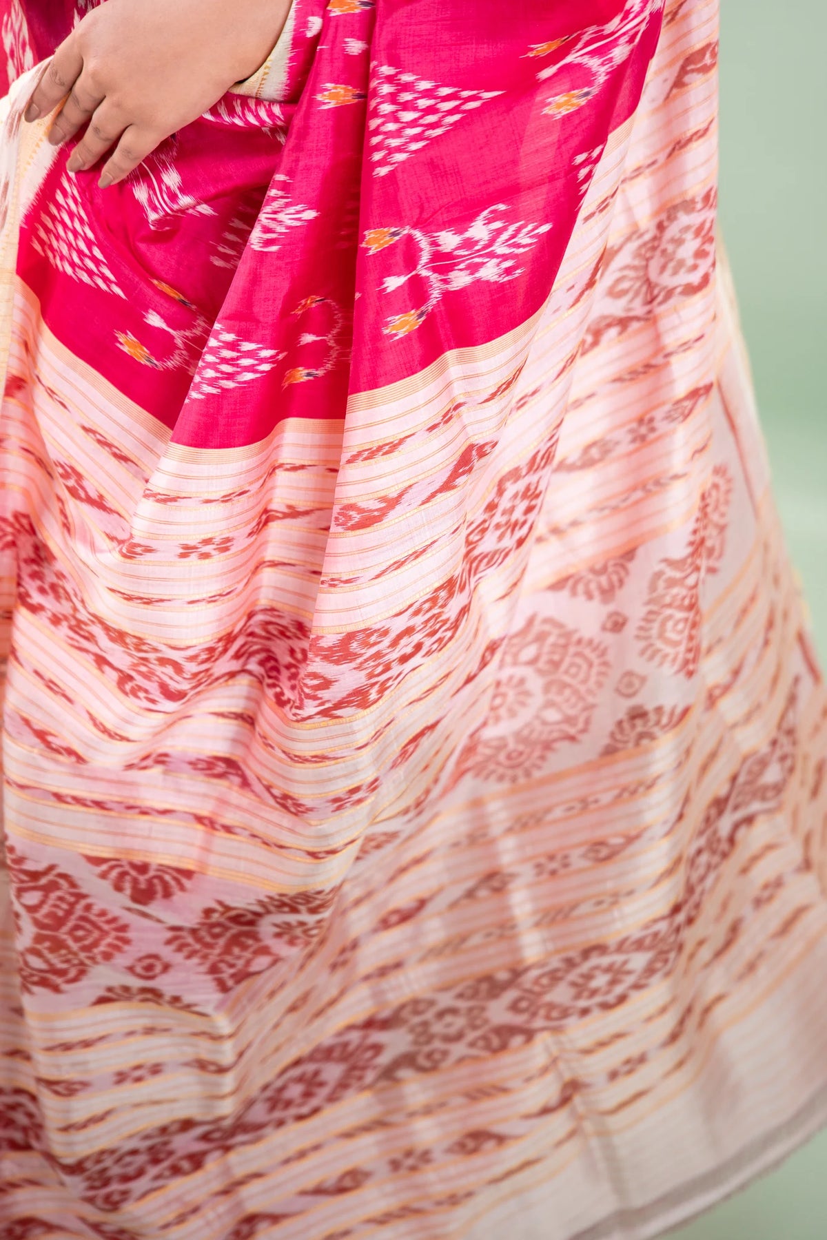 Magenta Off-White Floral Tree Khandua Silk Saree