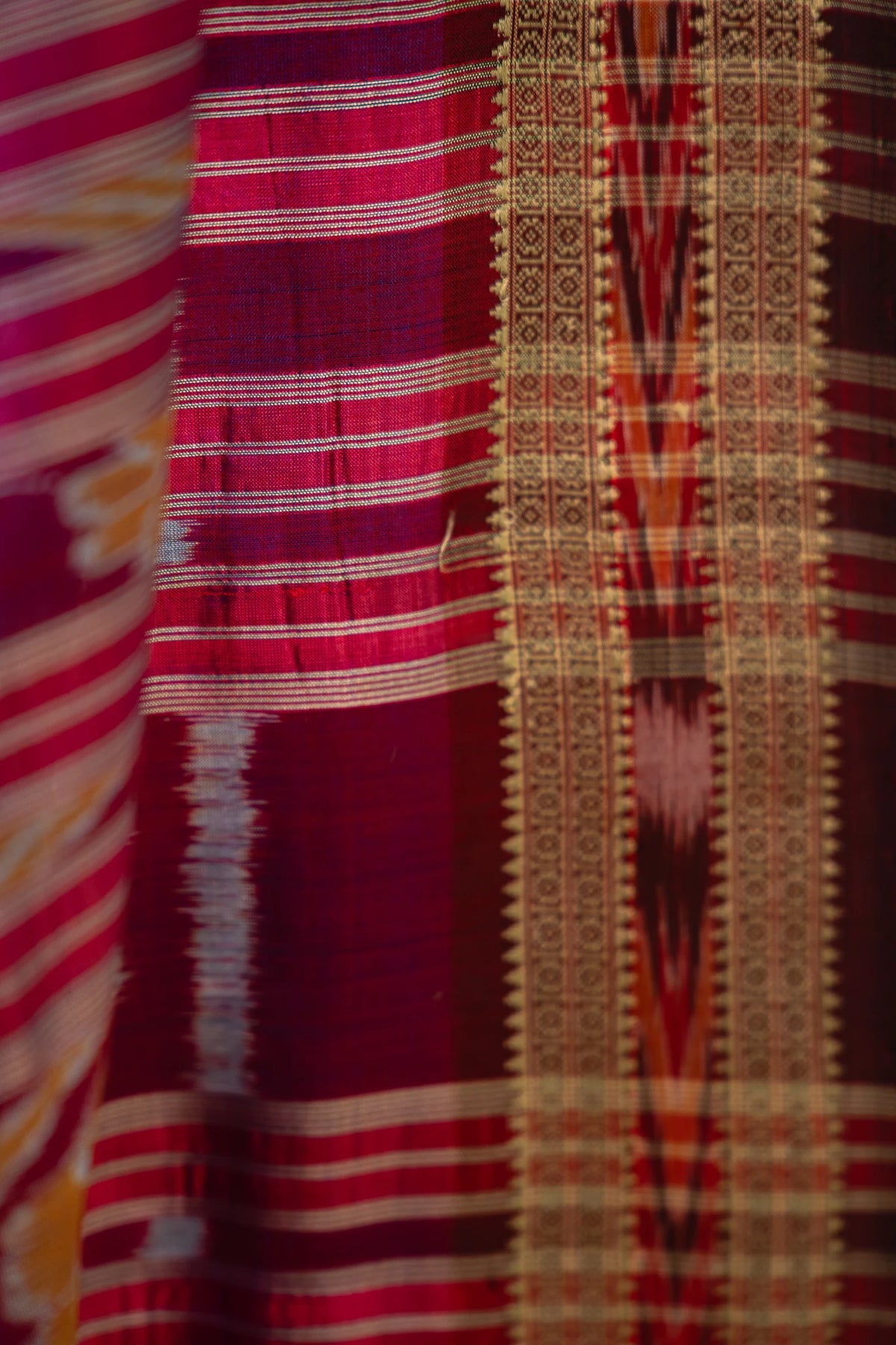 Sea Green Maroon Booti Khandua Silk Saree