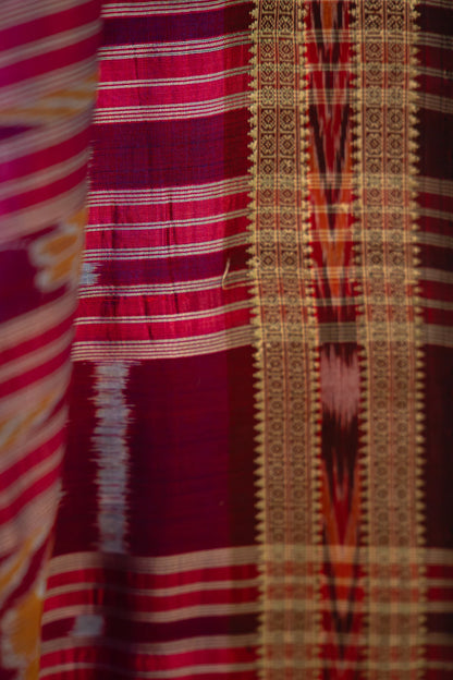 Sea Green Maroon Booti Khandua Silk Saree