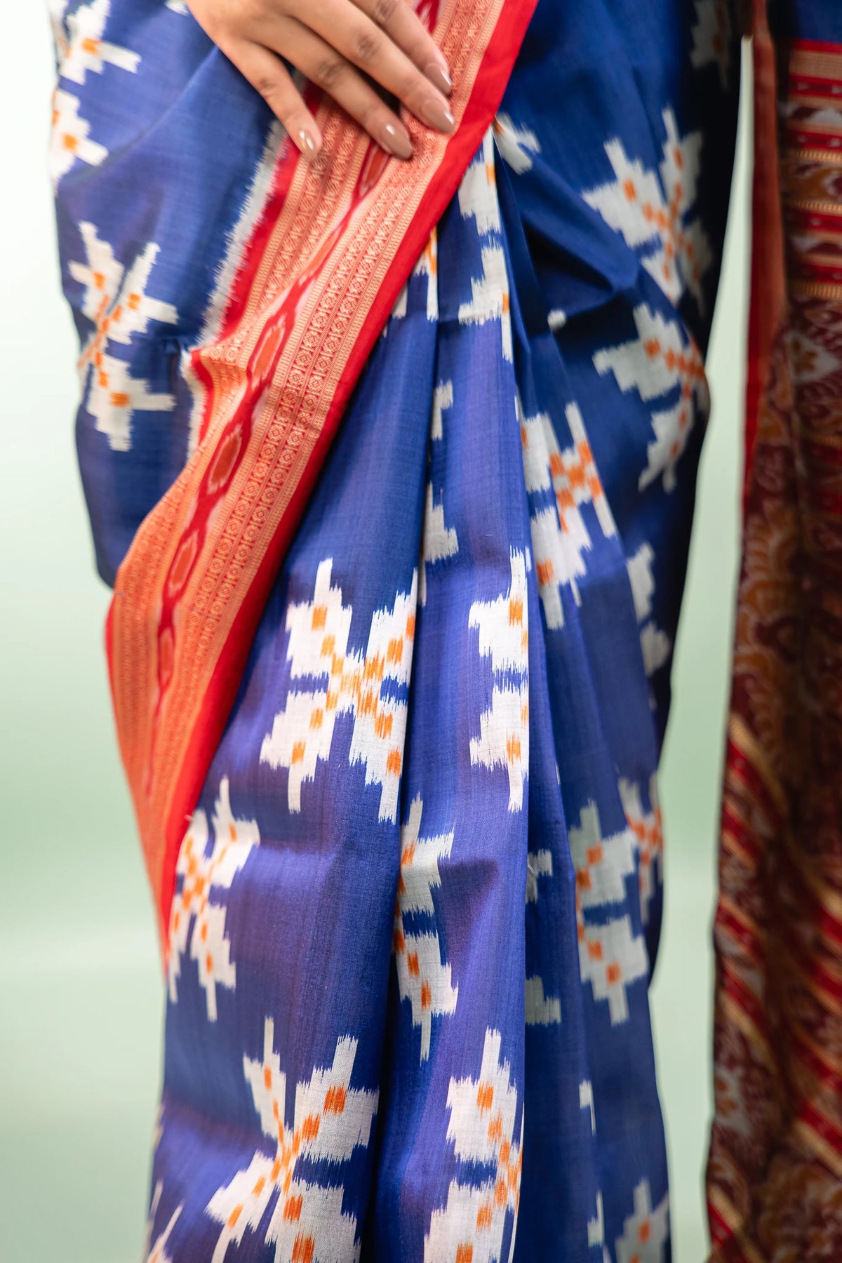 Mustard Magenta Lotus Ikat Khandua Silk Saree