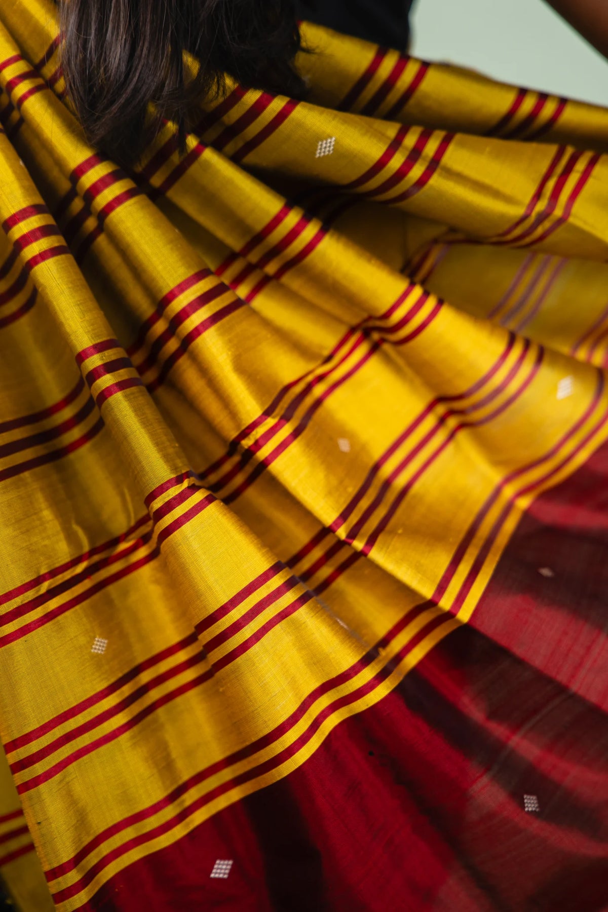 Black Red Traditional Motif Khandua Silk Saree