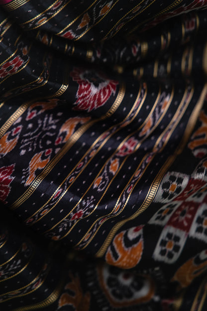 Magenta Black Booti Khandua Silk Saree