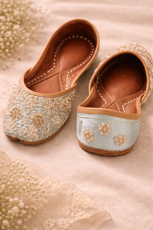 Powder Blue Pearl Embellished Juttis