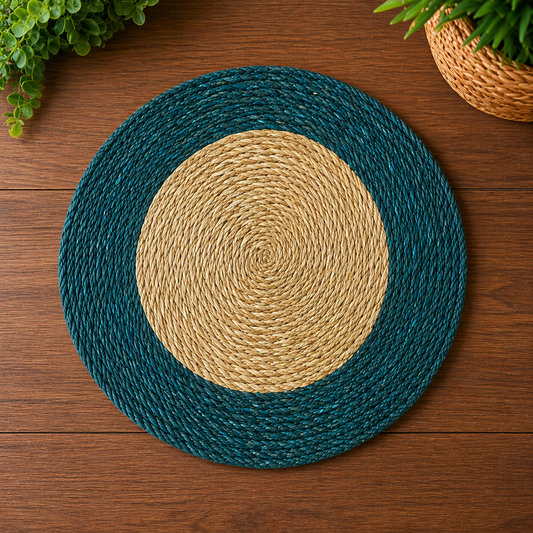 Handcrafted Sabai Grass Table Mat| Eco-Friendly Round Dining Placemat