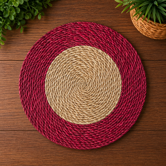 Handcrafted Sabai Grass Table Mat  | Eco-Friendly Round Dining Placemat