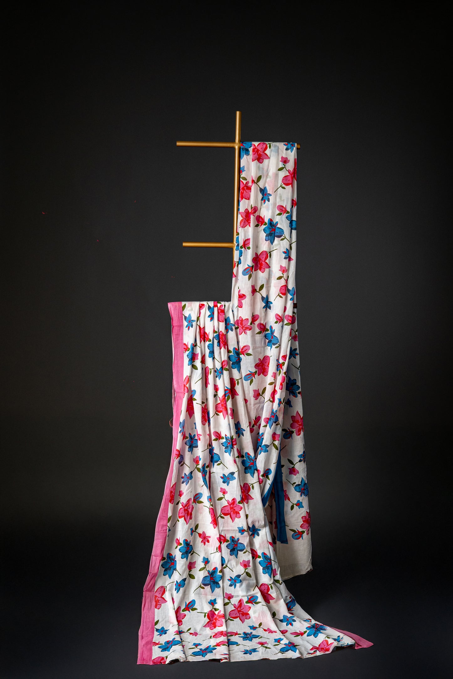 Bagru Handloom Mul Mul Cotton Saree – Block Printed Floral with Blouse
