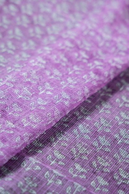Kota Doria Handloom Saree – Green & White Block Print, Pure Bagru Cotton