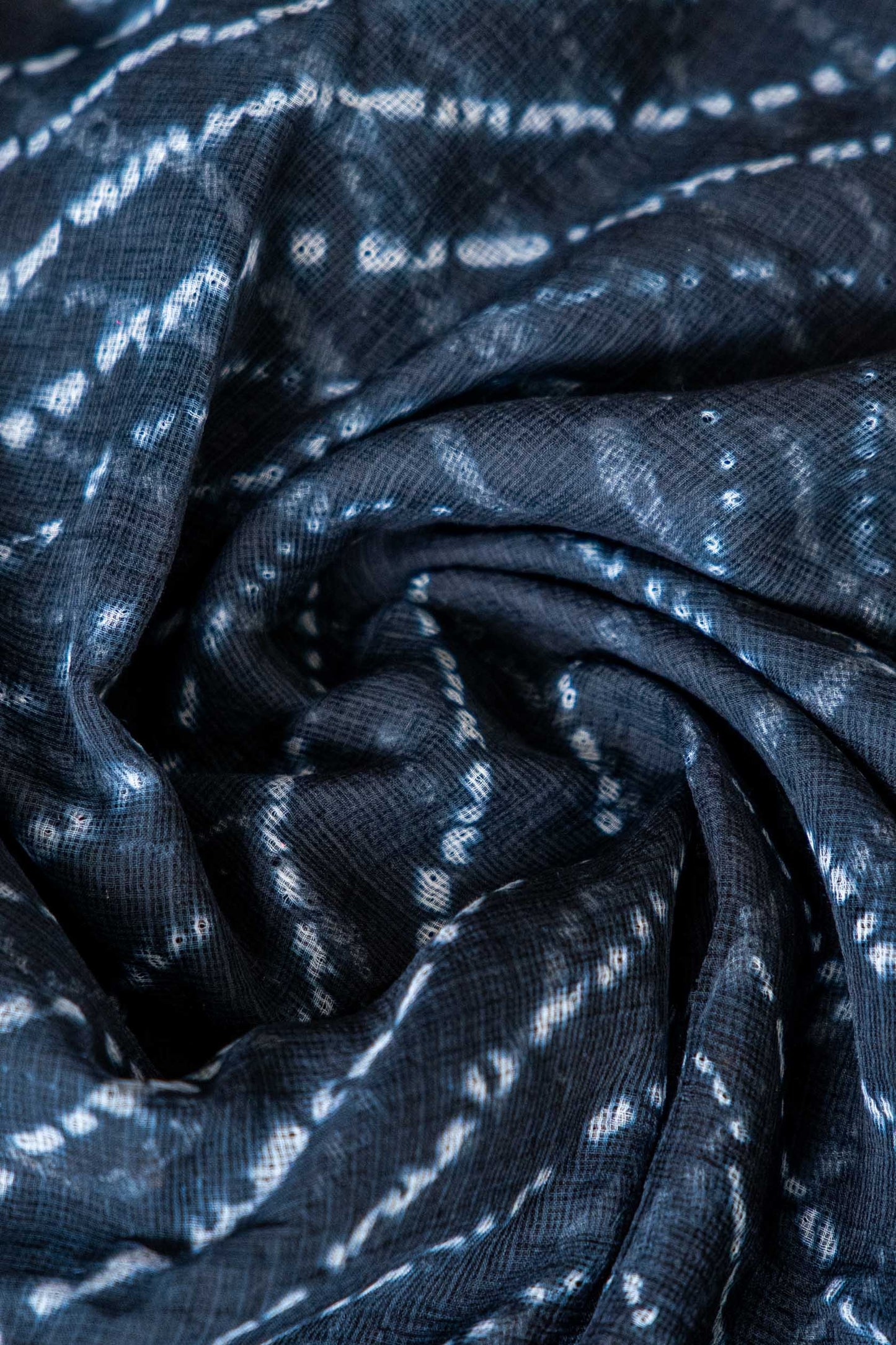 Kota Doria Handloom Saree – Black Block Print, Bagru Cotton with Blouse