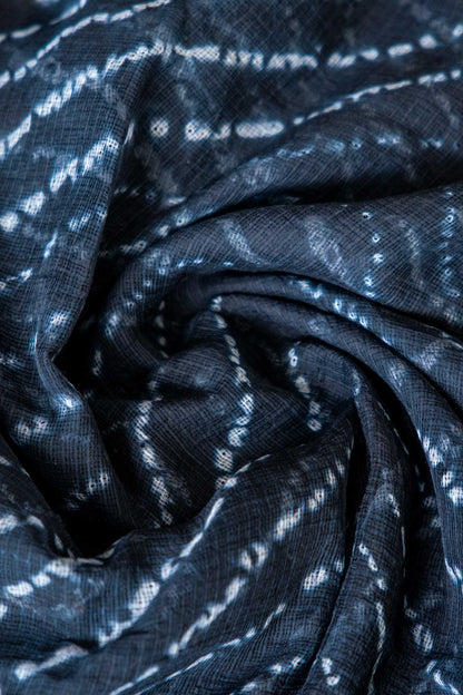 Kota Doria Handloom Saree – Black Block Print, Bagru Cotton with Blouse