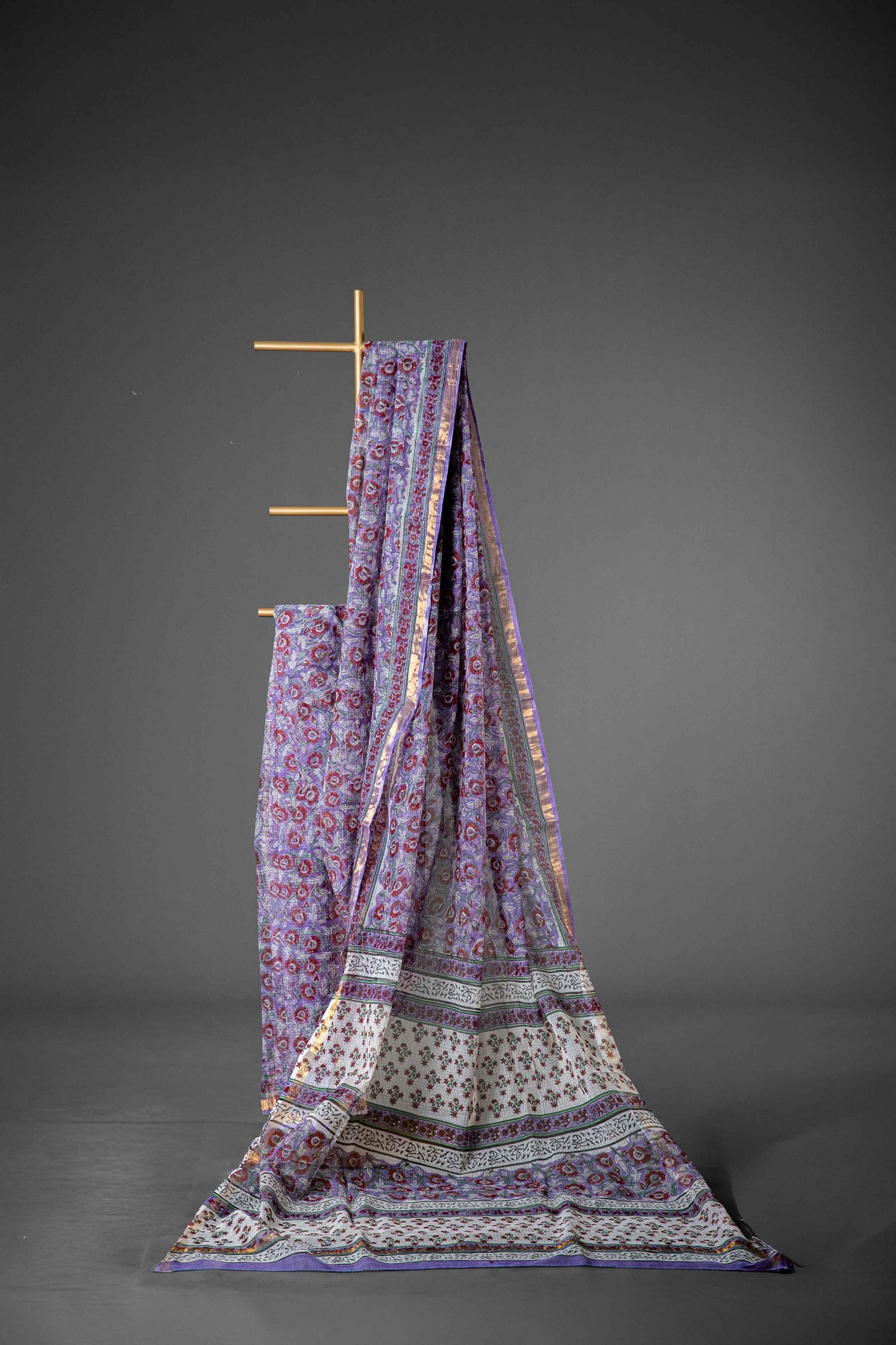 Bagru Kota Doria Handloom Saree – Onion Pink Block Print, Cotton with Blouse