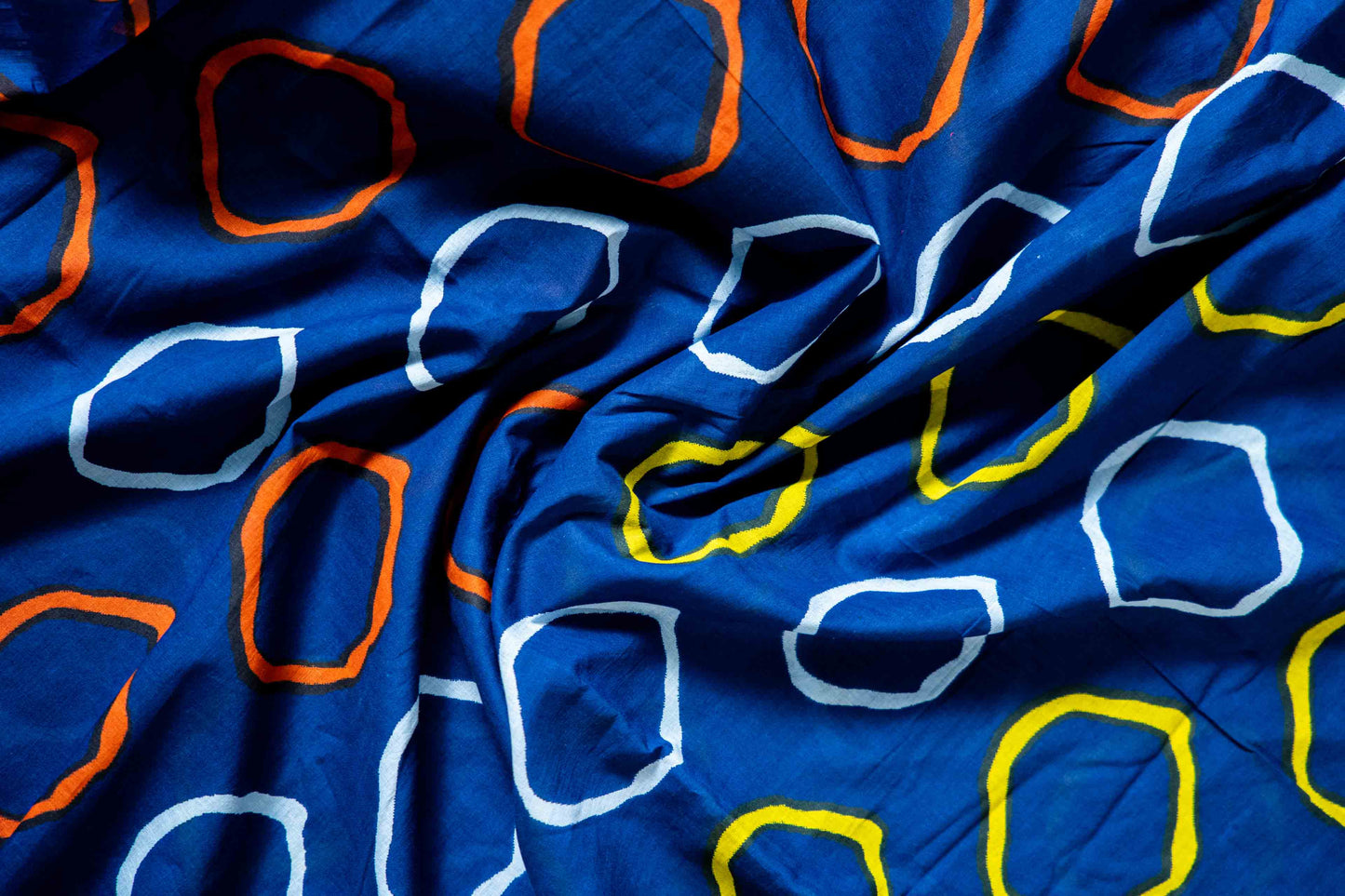 Bagru Handloom Mul Mul Cotton Saree – Navy Blue Block Print