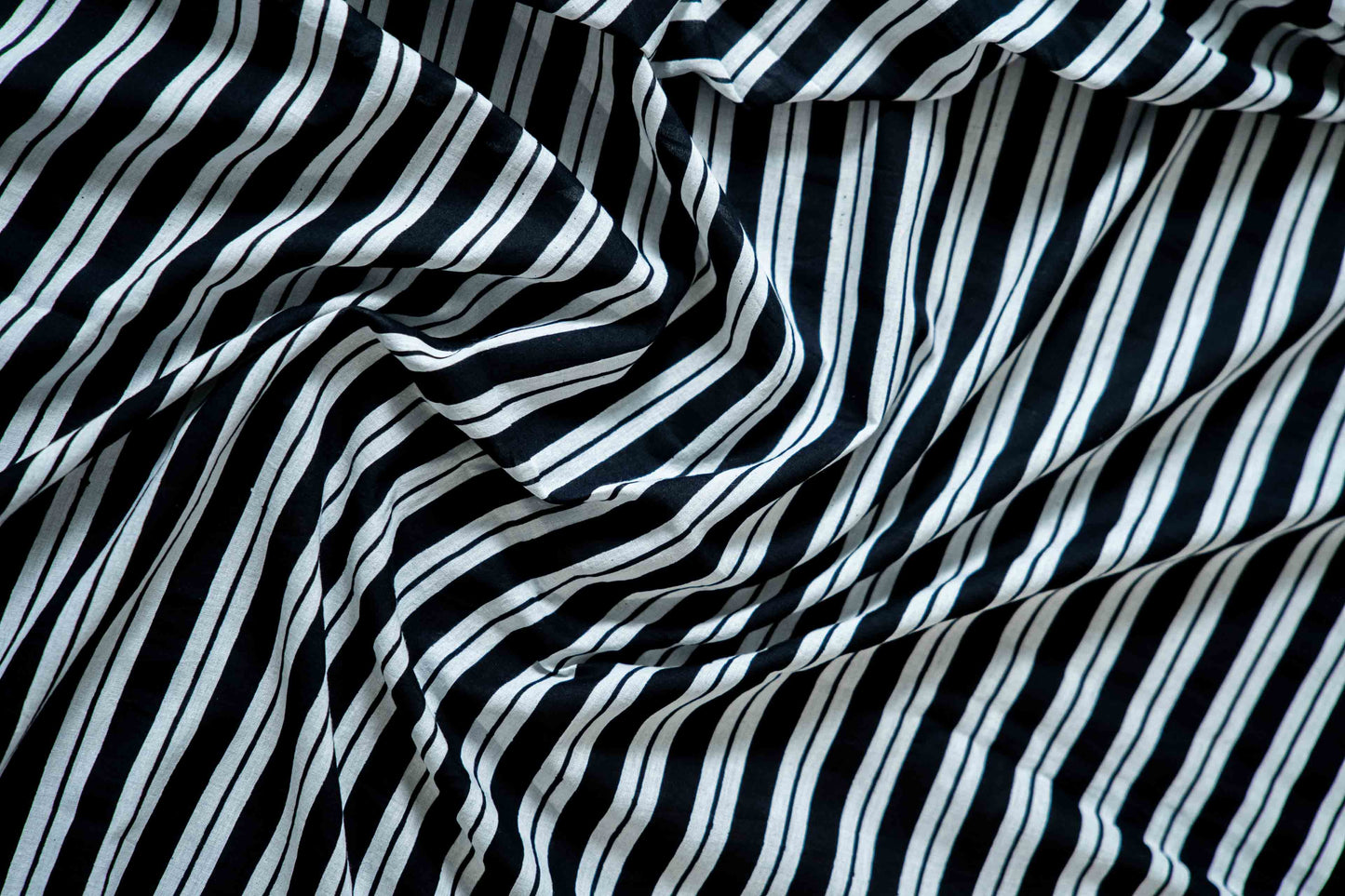 Bagru Handloom Mul Mul Cotton Saree – Black & White Block Print