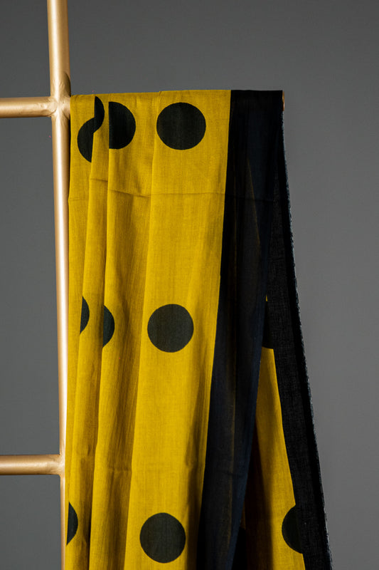 Bagru Handloom Mul Mul Cotton Saree – Brown Block Print - Atulyakarigari