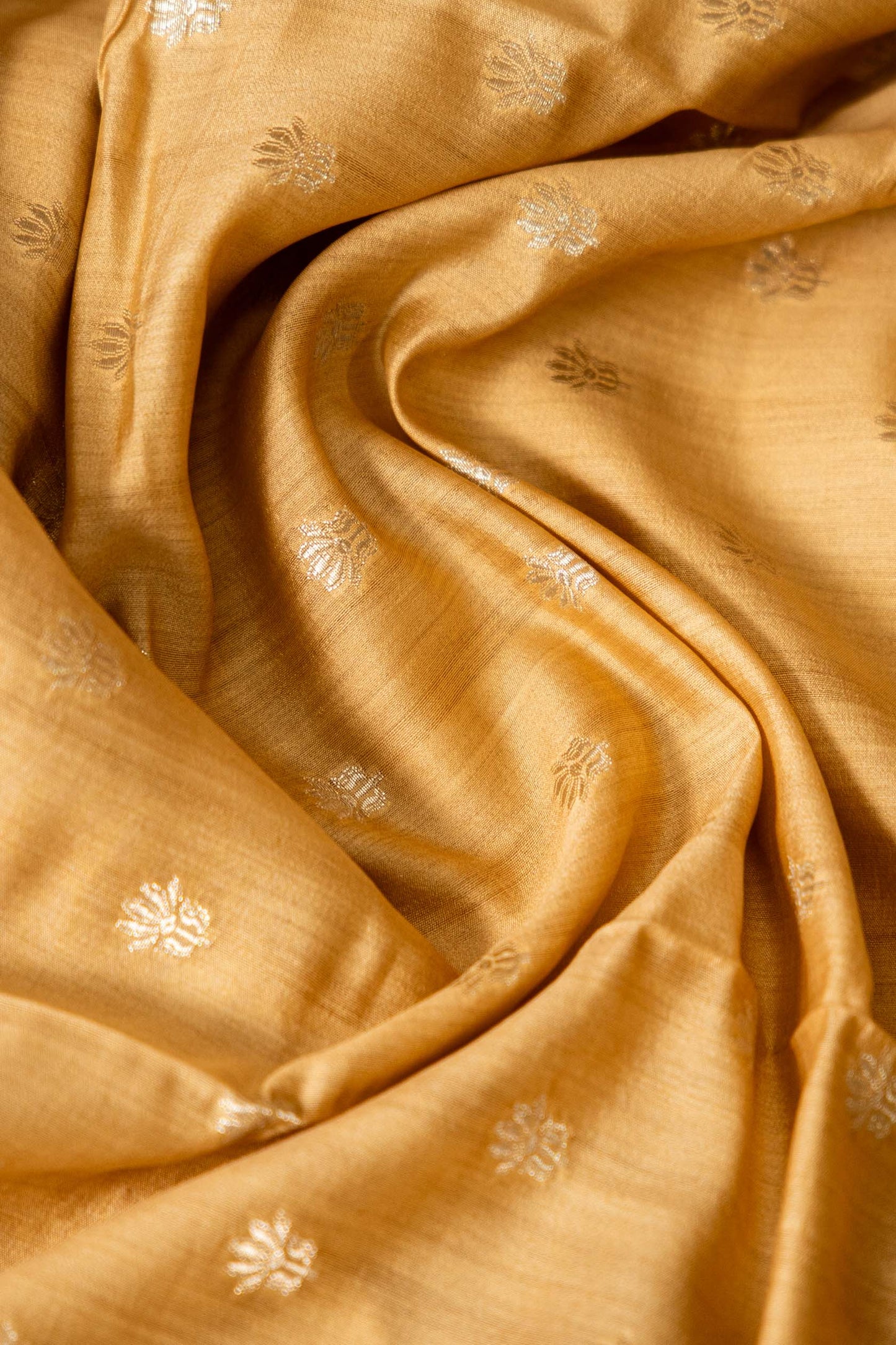 Light Peach Banarsi Cotton Silk Saree – Small Booti with Border
