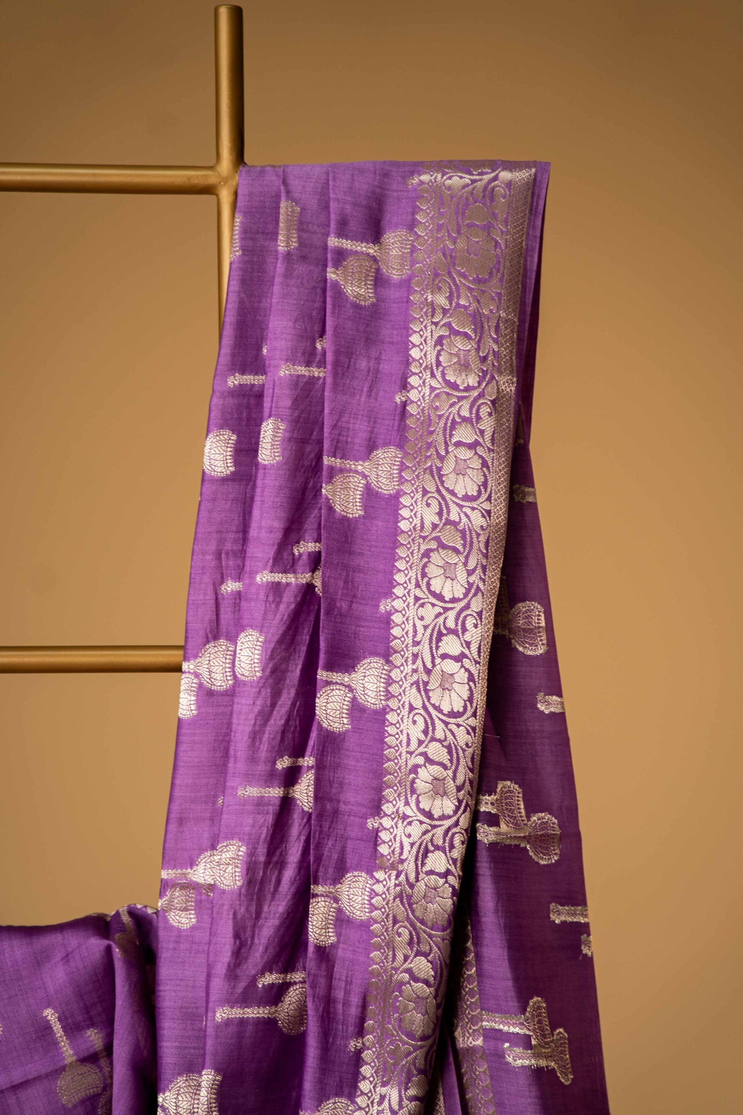 Purple Banarsi Cotton Silk Saree – Mace Motif with Border