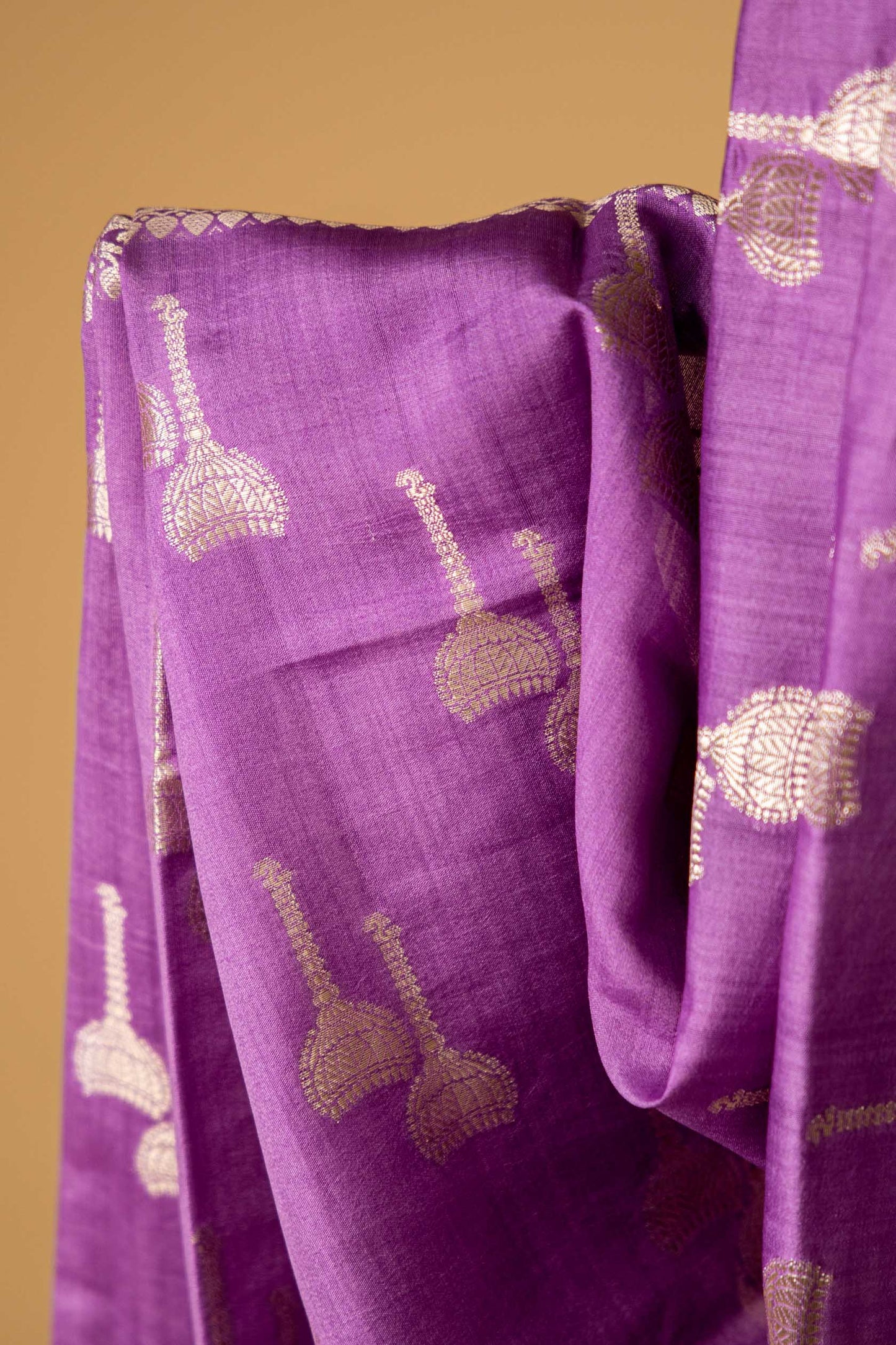 Purple Banarsi Cotton Silk Saree – Mace Motif with Border