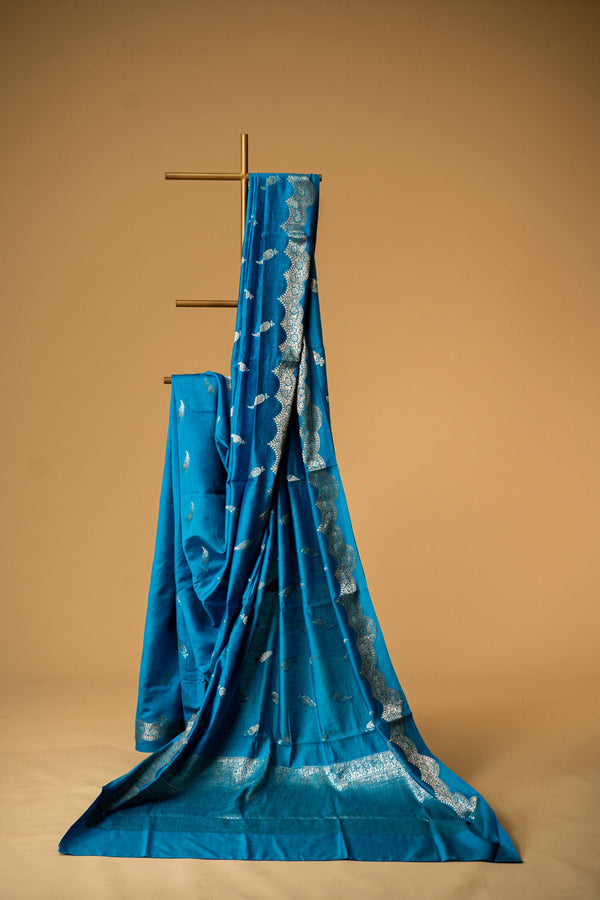 Feroza banarasi Cotton Silk Saree – Kalgi Leaf Motif