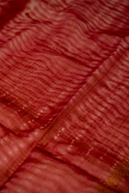 Kota Doria Handloom Saree – Magenta Block Print, Pure Bagru Cotton