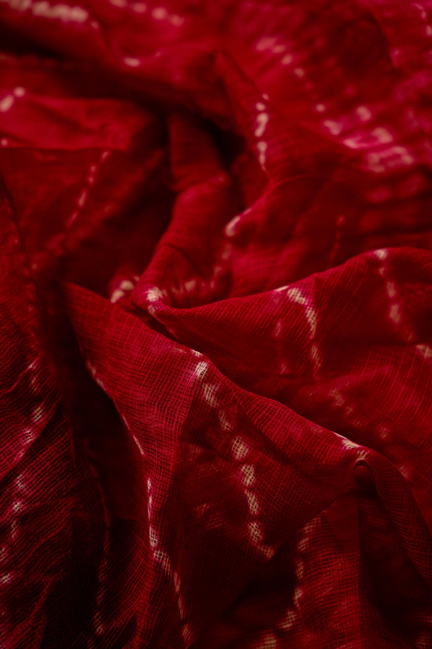Kota Doria Handloom Saree – Magenta Block Print, Pure Bagru Cotton
