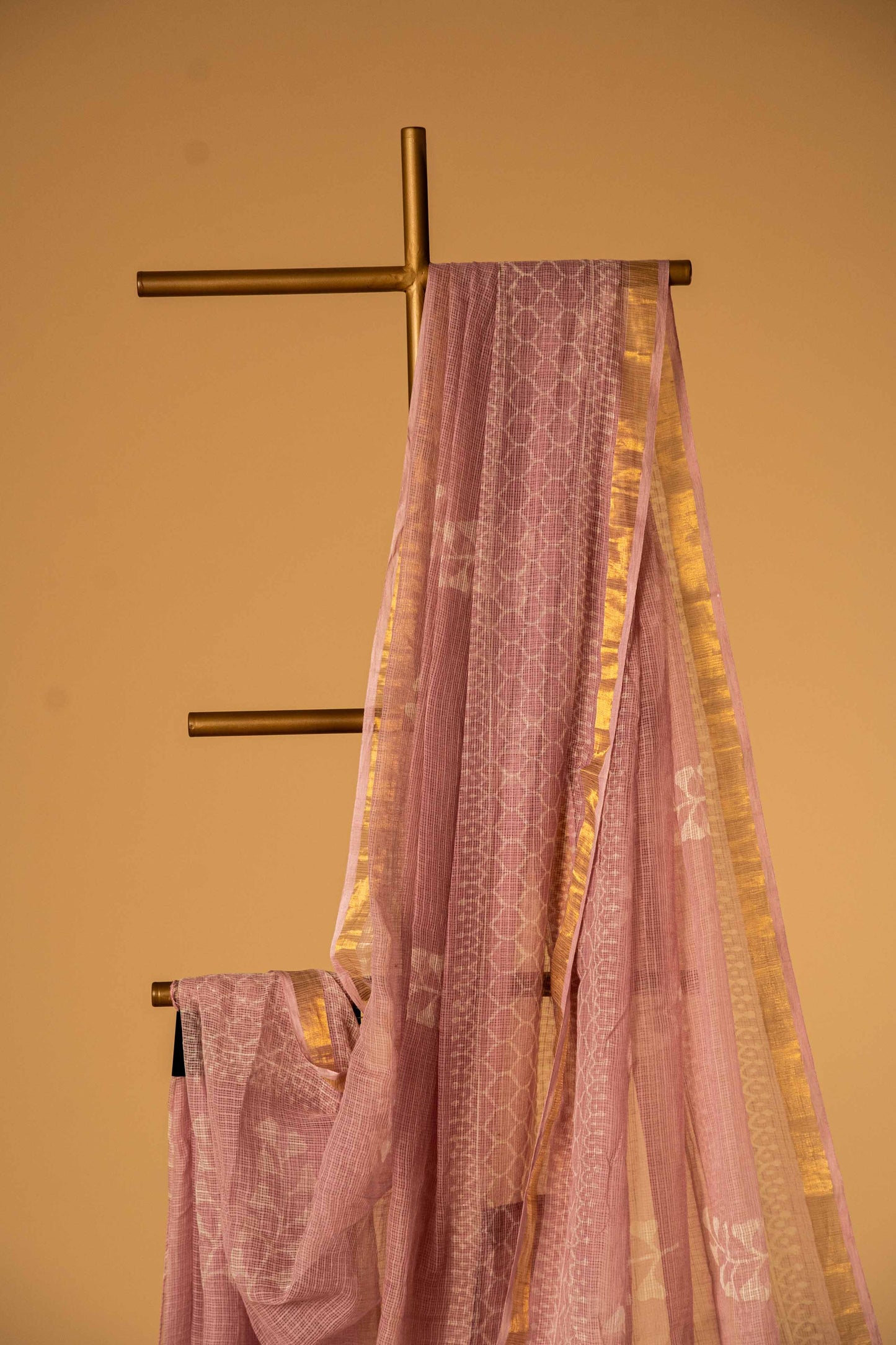 Bagru Kota Doria Saree – Pink Block Print Handloom Cotton with Blouse