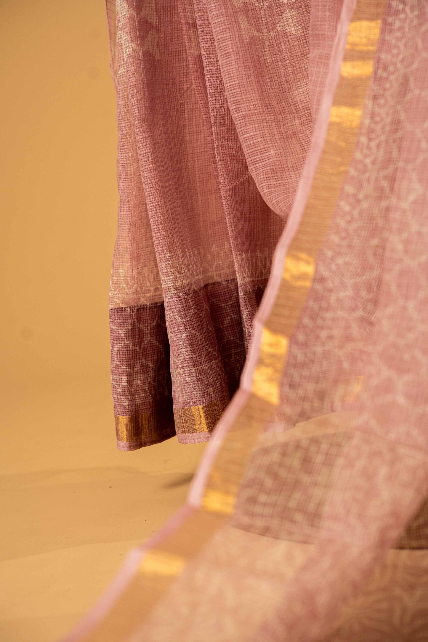 Bagru Kota Doria Saree – Pink Block Print Handloom Cotton with Blouse